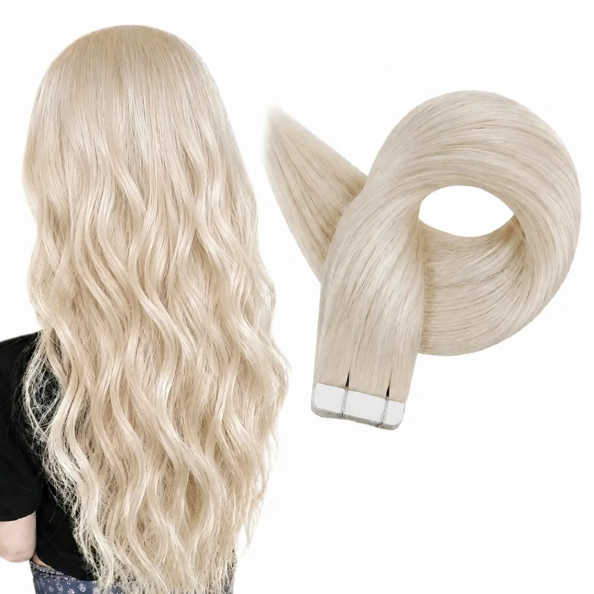 Full Shine Tape hajhosszabbításhoz 20 db Skin Weft Remy Straight Hair Ragasztó brazil hajra nőknek — image 1