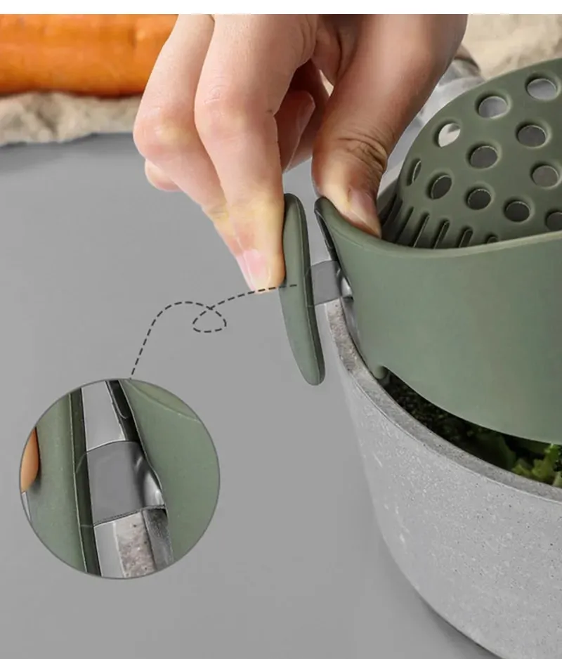 Silicone Pot Side Drainer Vegetable Noodle Drainage Filter Pour Baffle Kitchen Gadgets