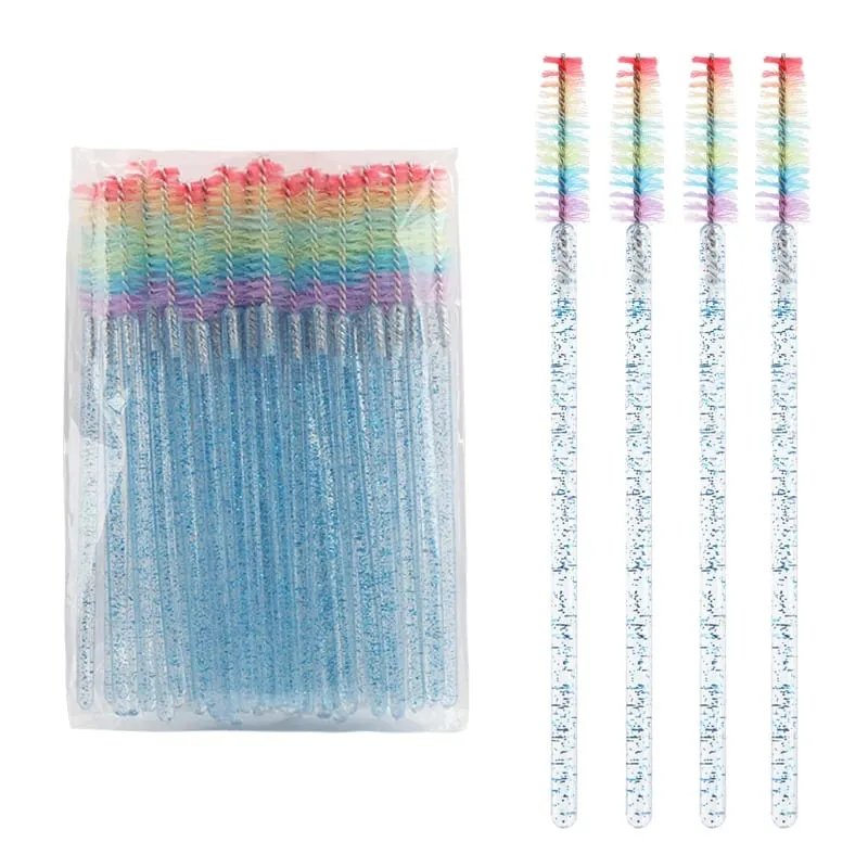50pcs Disposable Crystal Eyelash Brush Lash Extension Makeup Brushes Mascara Wand Applicator Eyebrow Comb Rainbow Microbrush — image 15