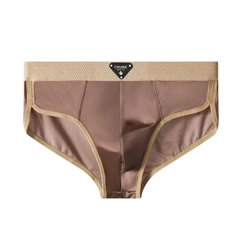 Slips en soie glacée pour hommes, sous-vêtements semblables à du Satin, sous-vêtements d'été respirants à séchage rapide, sous-vêtements Sexy avec pochette en U, 1/3 pièces