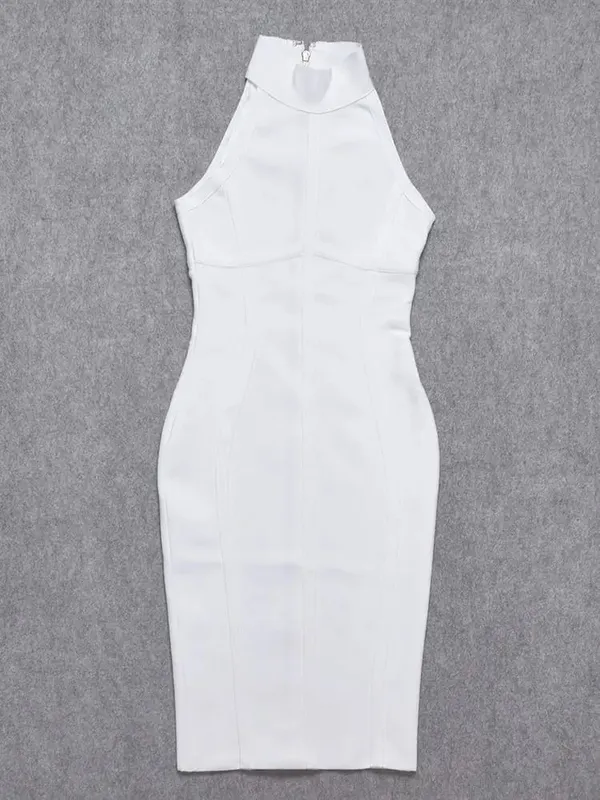Sexig Sommar Elegant Klänning Elastisk Vit Solid Stretched Empire Bodycon Klänning 2024 Dammode Festklänning XL Partihandel