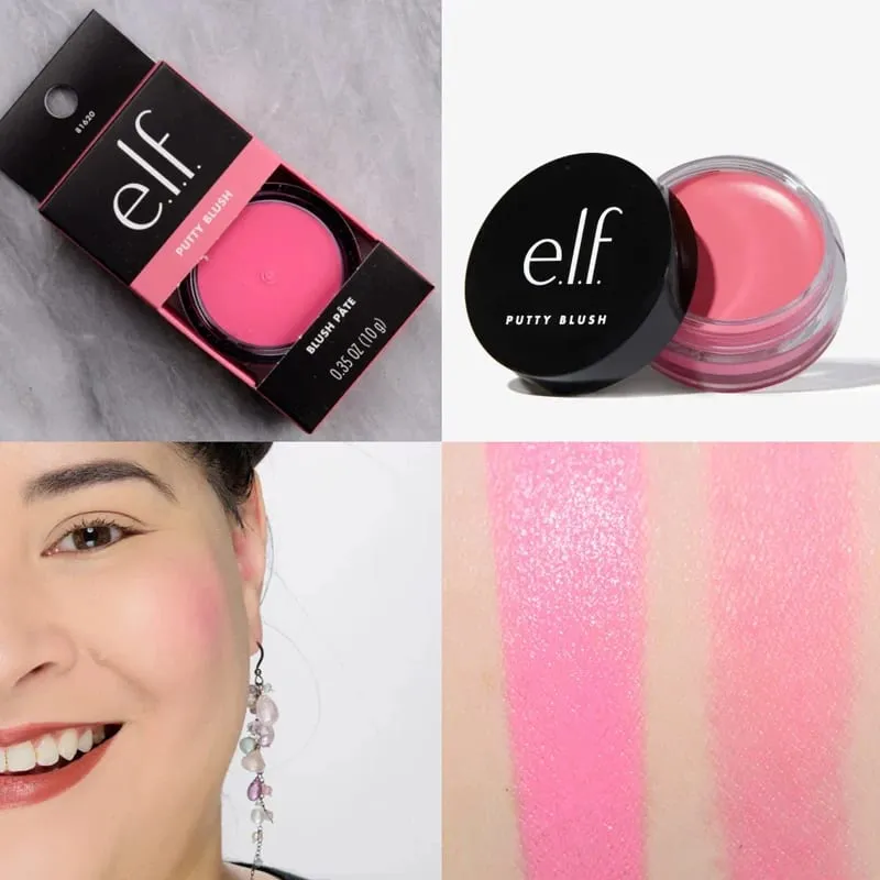 Elf Putty Blushcream Blush Balm in Pink Tones Bora Bora Matte Pearlescent and Shimmering Lip Glaze for Moisturizing Lips Makeup