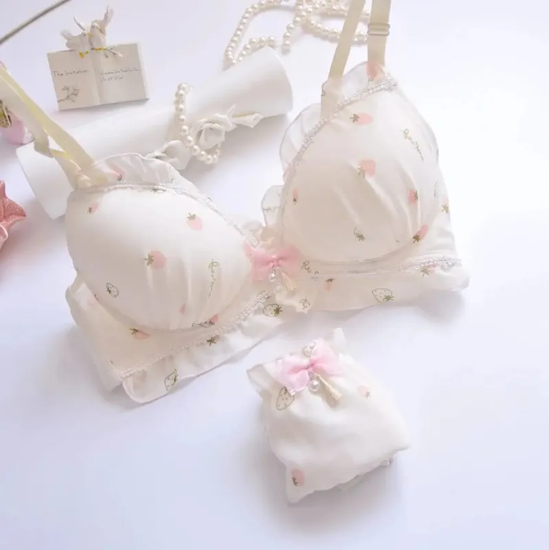 Two-Tone Water Soluble Lace Bralette Set No Underwire Soft Embroidery Cute & Girly Lingerie