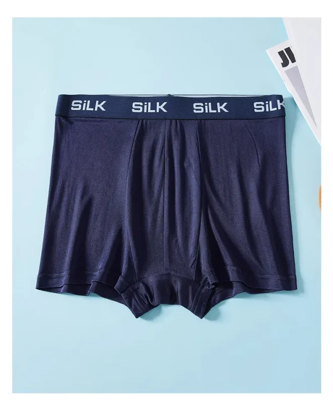SuyaDream MEN Boxer Shorts 100%Natural Silk Healthy Solid Panties Natural Fabric Underwear
