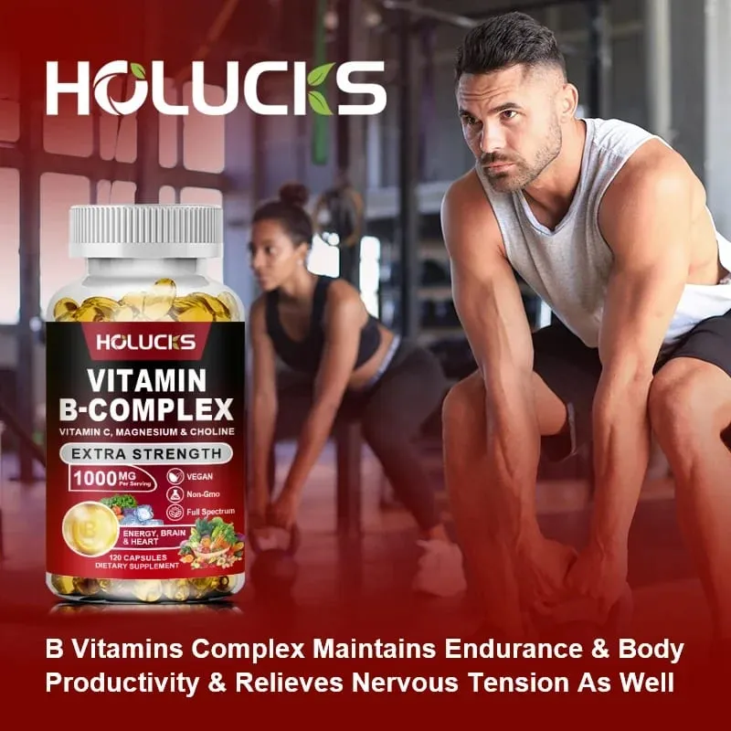 Yimiduk Premium Vitamin B Complex Capsules with Biotin & Folate Support Promotes Healthy Hair Skin & Hormone Balance Non-GMO