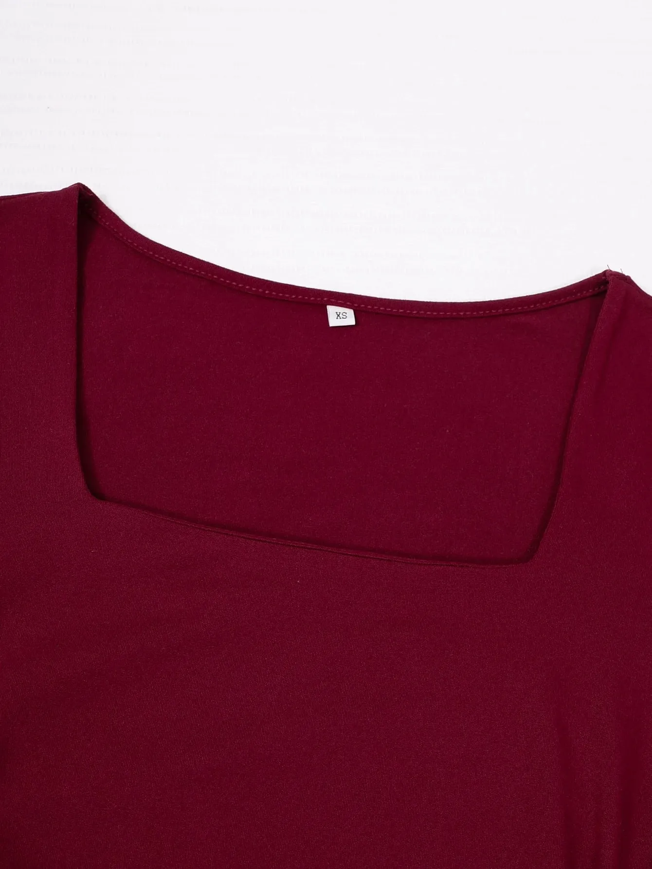Square Collar Wine Red Long Sleeve Women Tops High Elasticity Tights for Ladies waist-cinching tops cheap Women's pullover