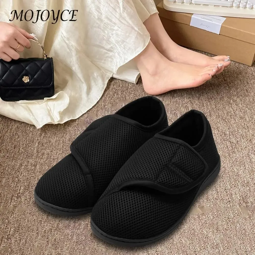 Unisex-Schuhe für Diabetiker, breite Wanderschuhe mit verstellbarem Verschluss, orthopädische Slip-On-Schuhe, Klett-Sneaker für ältere Menschen