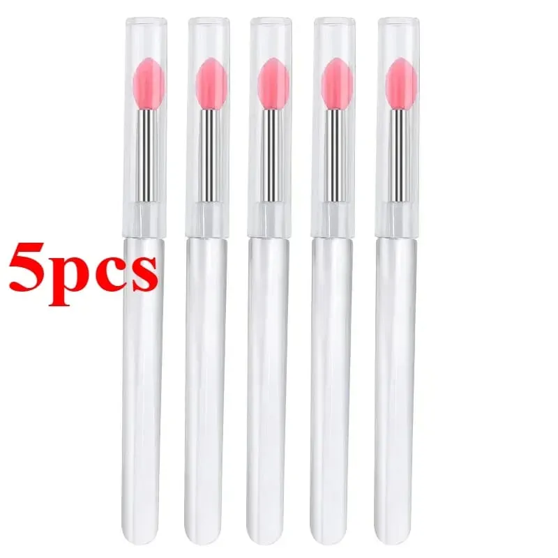 3/5/10Pcs Soft Silicone Lipstick Brush Lip Stick Applicator Portable Clear Handle Clean Microbrush Lipgloss Beauty Tool