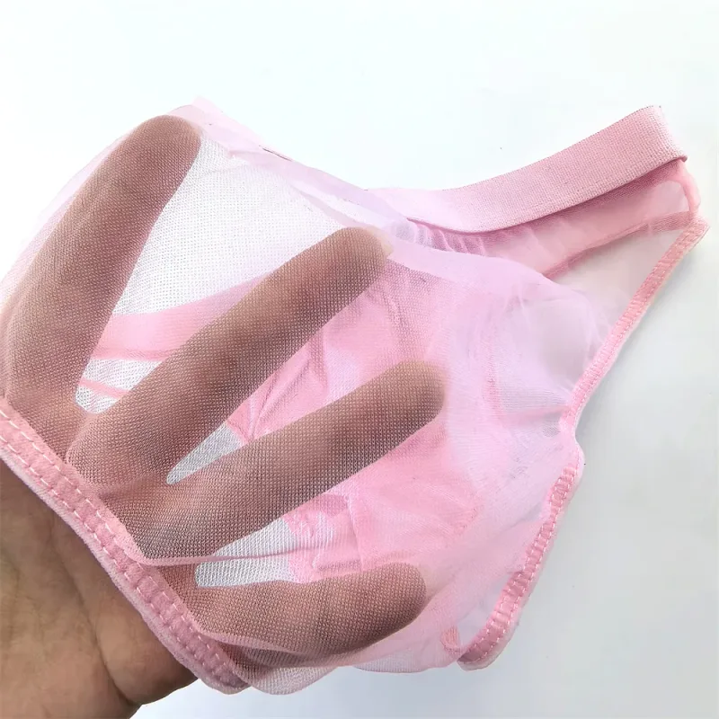 Cuecas masculinas de seda de cetim brilhante sexy cuecas de malha transparente calcinha masculina respirável de secagem rápida