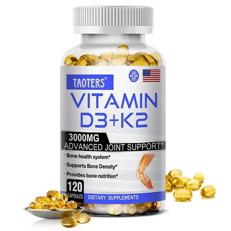 Vitamin D3 K2 Capsule Promotes Strong Bones Calcium Absorption for Teeth Heart Cardiovascular Health