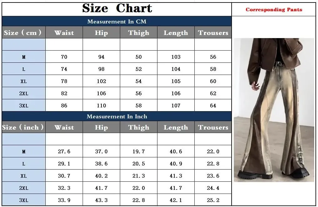 Trashy Y2K 2000S Pu Leather Patchwork Slim Flare Jeans Pants For Men 90S Vintage Clothes Colorblock Denim Trousers Moda Hombre