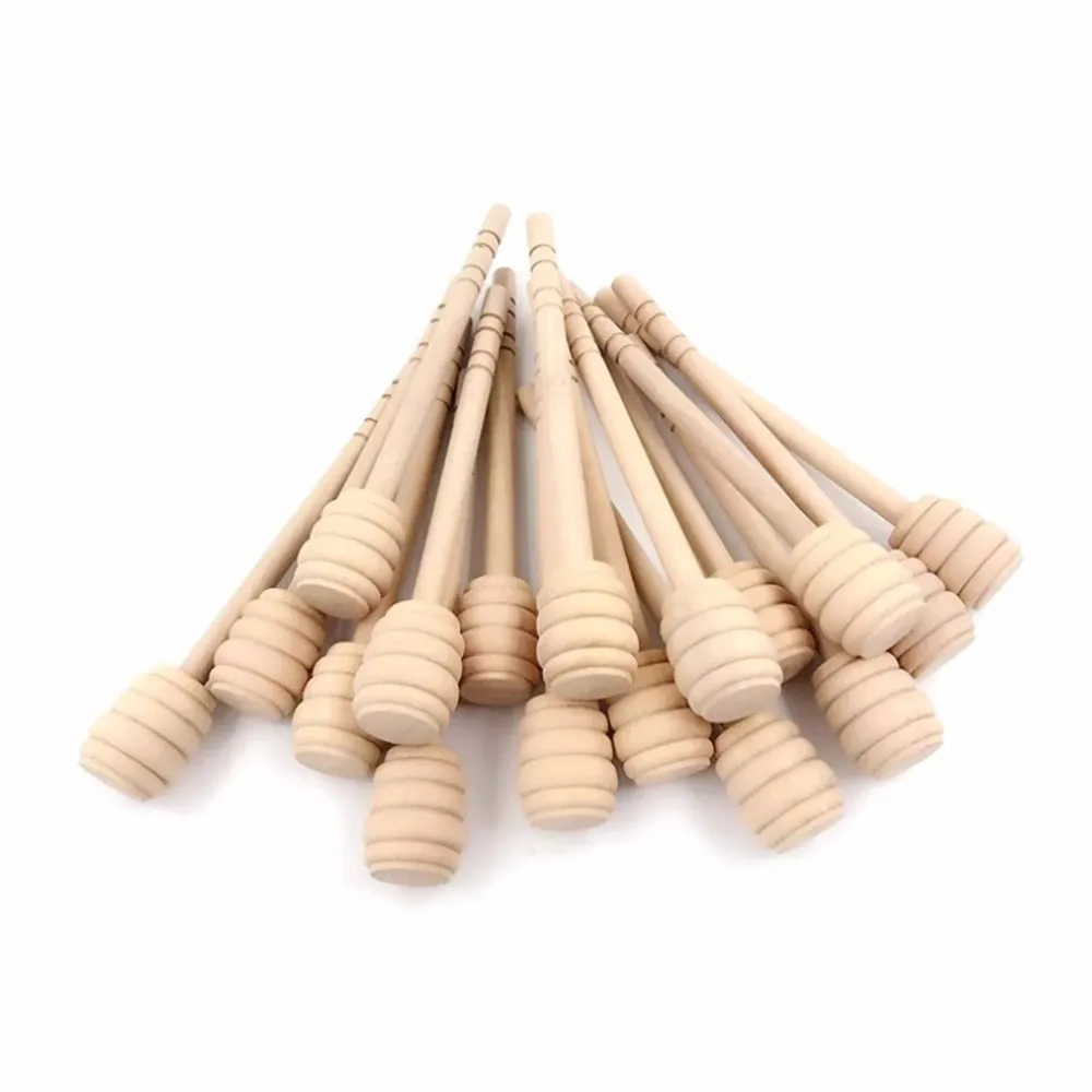 100pcs Wood Honey Dipper Stick Server for Honey Jar Dispense Drizzle Honey