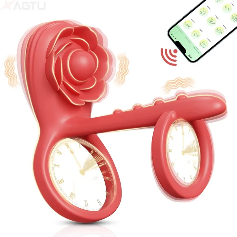 Remote Control Dual Penis Ring Vibrator for Men Delay Time Prostate Massager Cock Rings Twisting Vibrating Sex Toy for Men