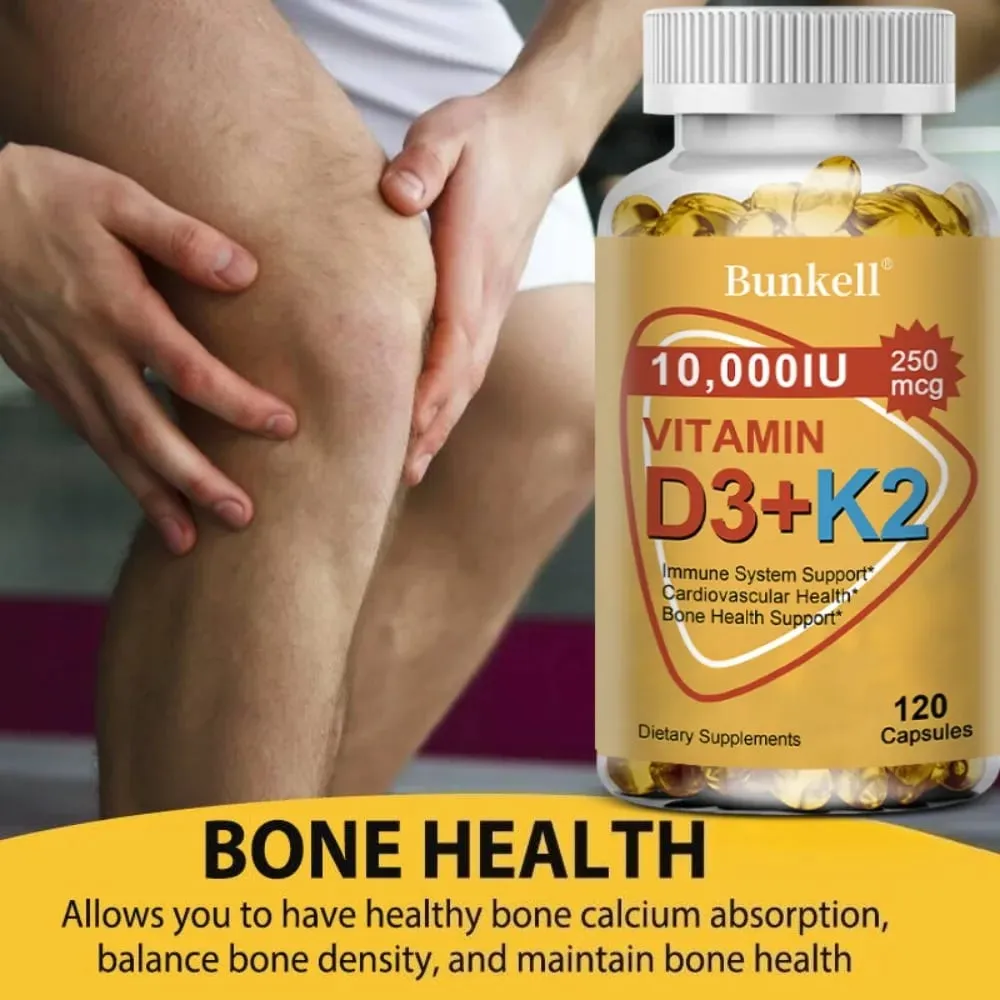 Natural Vitamin D3 K2 Softgels for Heart Joint and Bone Health D3 K2 Multivitamin Supplement