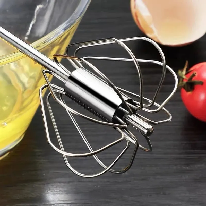 Household Semi-Automatic Rotating Egg Beater Stainless Steel Turning Cream Utensils Whisk Manual Mixer Kitchen Egg Tool