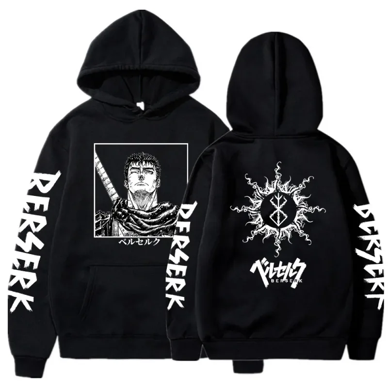 Berserk 拉鍊連帽衫男款長袖運動衫抓絨超大外套外套有趣 Berserk 日本動漫街頭服飾