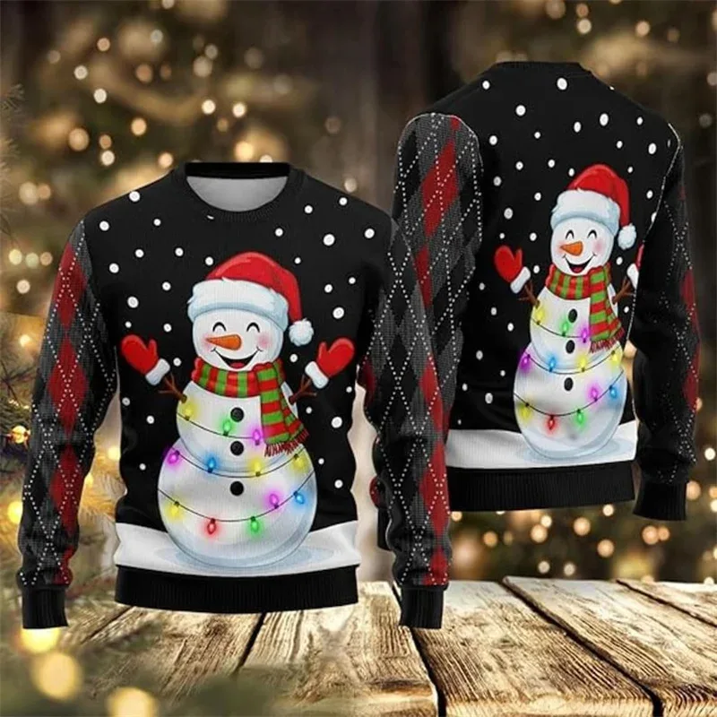 Jingle My Bells Sweter Natal Jelek untuk Pria Sweter Pulover Santa Klaus Gambar Cetak Pesta Bir Sweter Pola Alpaca Manusia Salju