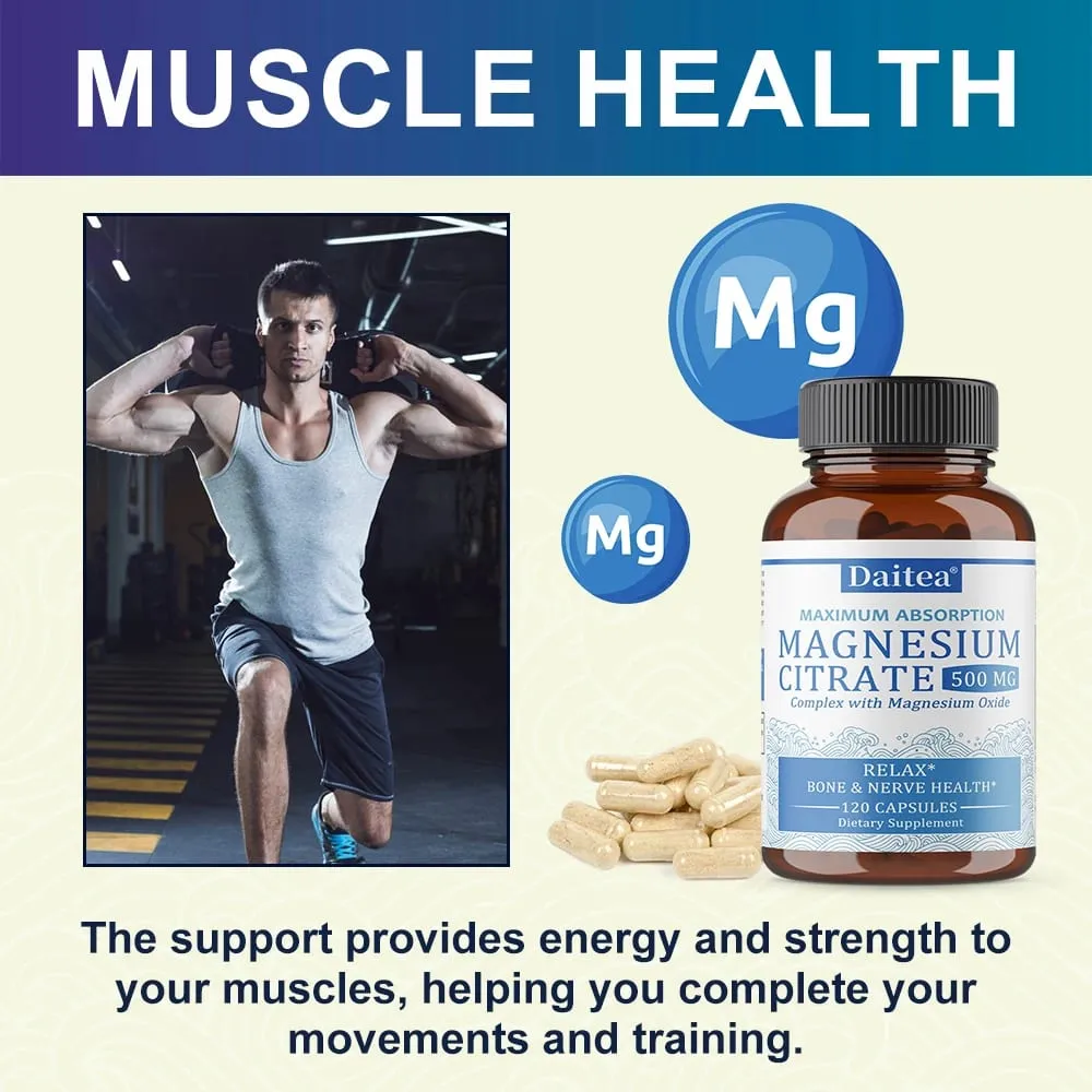 Magnesium Citrate Complex 500 MG para sa Calm Relaxation at Digestion Health Support - High Absorption Magnesium Supplement
