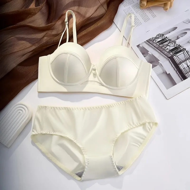 AA Cup Strapless Bra Set Fixed Half Cup Built-in Lift Lingerie Push Up Convertible Underwear Push Up Convertible Underwear