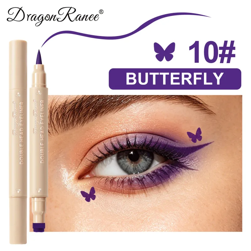 2-in-1 Double Ended Stamp Seal Eyeliner Quick Drying Waterproof and Sweat Proof Not Easy To Smudge Colorful Eye Makeup EyeLiner