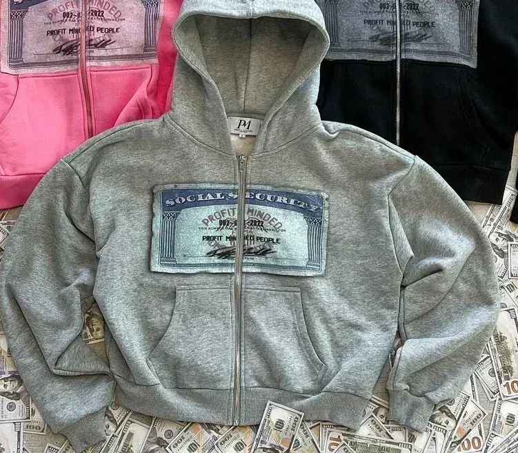 Autumn Y2K retro hoodies for men and women with printed personalized patterns Y2K style street hooded cardigan long sleeves