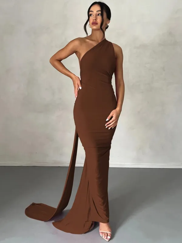 Hugcitar Een Schouder Backless Verstelbare Sjaal Lus Ruches Sexy Maxi Jurk 2025 Vrouwen Elegante Y2K Streetwear Festival Outfit — image 12