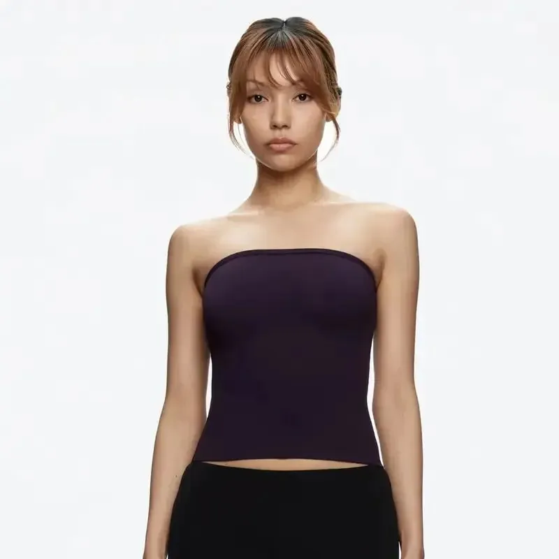 Tank Summer Women's Basic Tube Top Sexy Vest Fabric with High Elasticity and Skin-Friendly Top