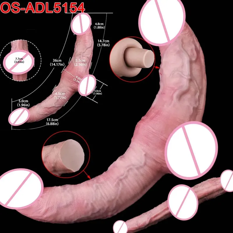 47cm realistická dlouhá dilda s dvojitou hlavou anální vaginální stimulátor Sexuální hračka s přísavkou pro lesbické páry Gay Muži Nástroje pro dospělé