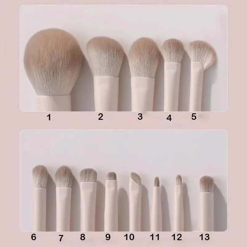 13PC Korean Makeup Brush Set Eye Shadow Blush Contour Nose Shadow Concealer Complete Set of Novice Makeup Brushes for Beginners