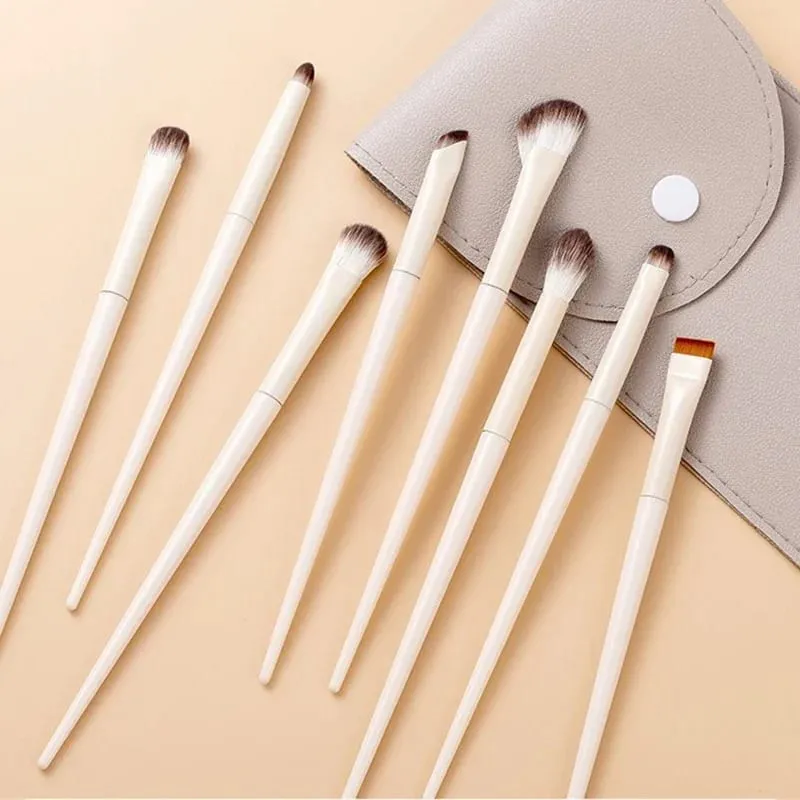 5/6/8/10pcs Natural Eye Makeup Brushes Set Detail Eyeshadow Brush Makeup Brush White Ultra Soft Eyeshadow Eyeliner Makeup Tool