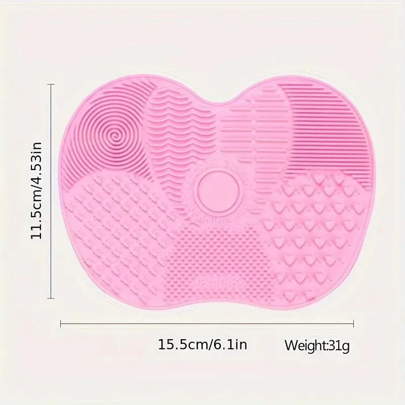 Silicone Apple-Shaped Makeup Brush Cleaning Mat With Suction Cup Deeply Cleans Makeup Brushes Making Brushes Fluffy And Soft