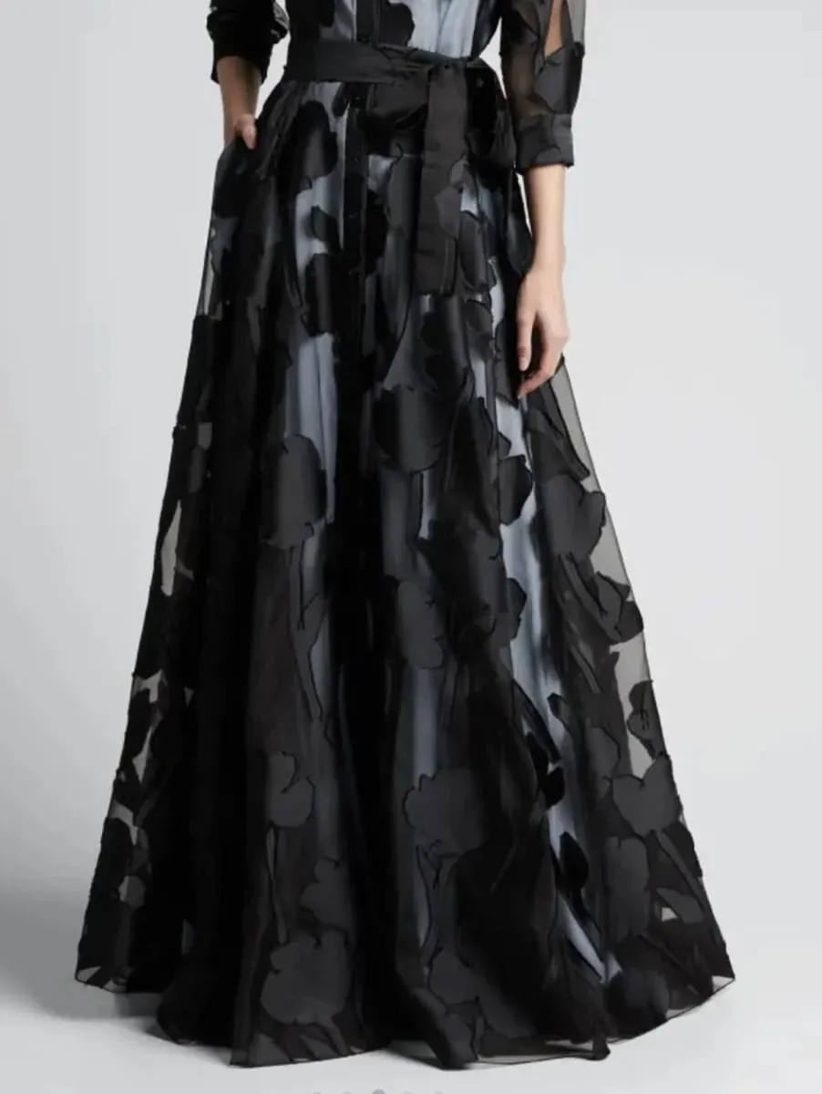 Robe longue en maille Jacquard pour femmes, élégante, manches trois-quarts, taille nouée, sans doublure, transparente, longue, soirée en boîte de nuit