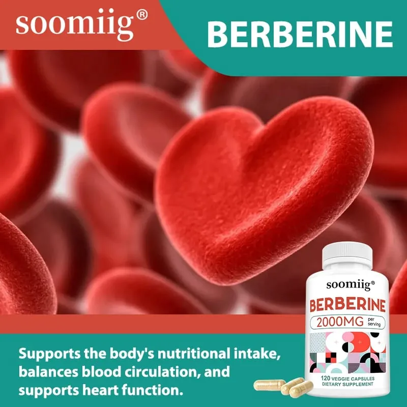 Berberine Capsules 2000mg Supports Heart Cardiovascular Health Digestion Liver Health Immunity & Metabolic Balance
