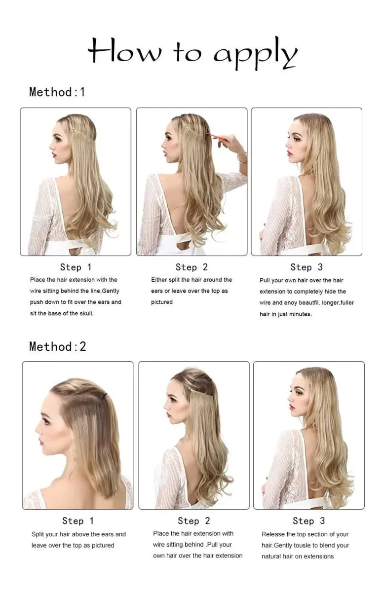 Premium Heat Resistant Synthetic Invisible Wire Hair Extensions With Clips Hairpieces Long Natural Straight Fake Hair For Woman