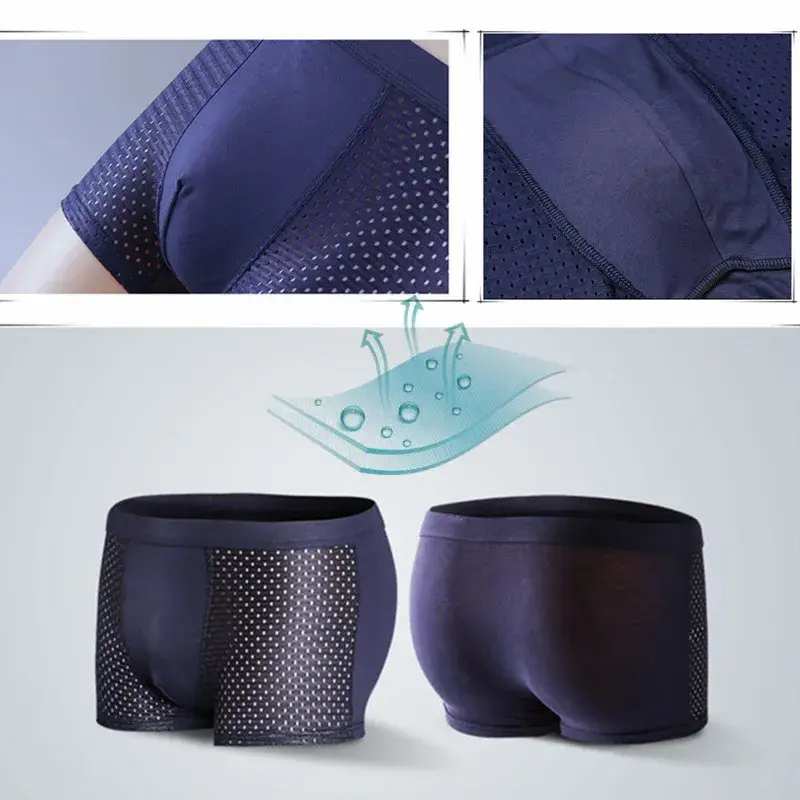 Männer Höschen Männliche Unterhose Mann Pack Shorts Boxer Unterwäsche Slip Homme Calzoncillos Bambus Loch Große Größe