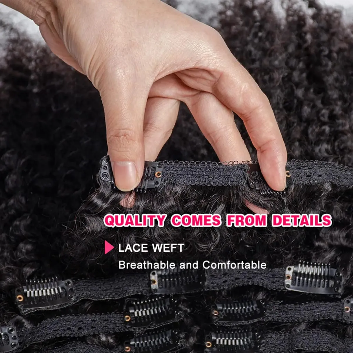 Afro Kinky Curly Clip In Hair Extensions 120G 8Pcs/Set Full Head Natural Black Hair Brazilian Curly 100% Unprocessed Human Hair