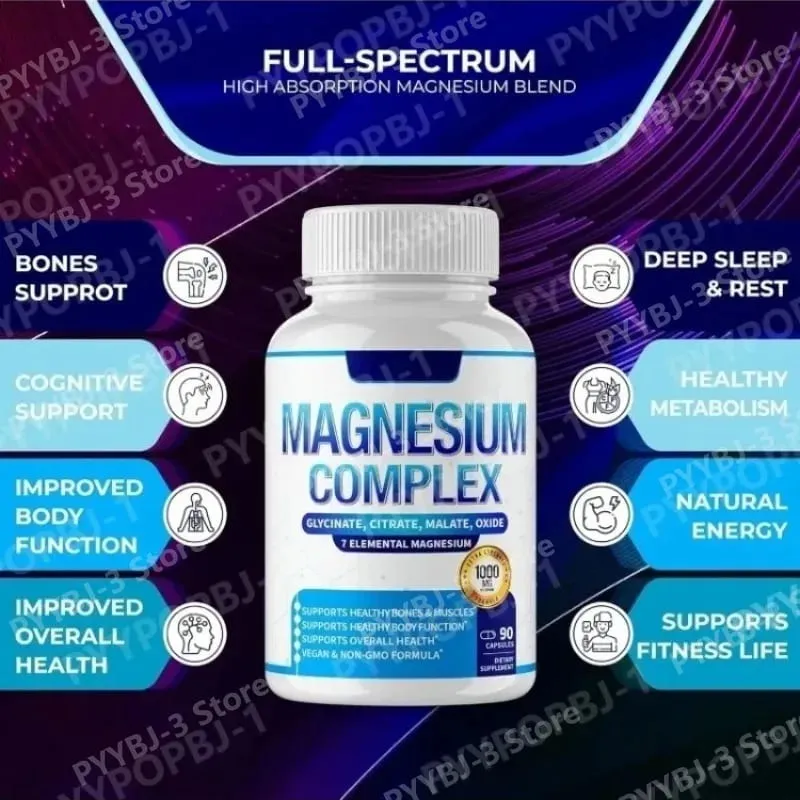 Magnesium Supplement 1000mg 7 in 1 Complex with Glycinate Citrate Malate Taurate Supports Muscle Relaxation Sleep Support 90 Ct