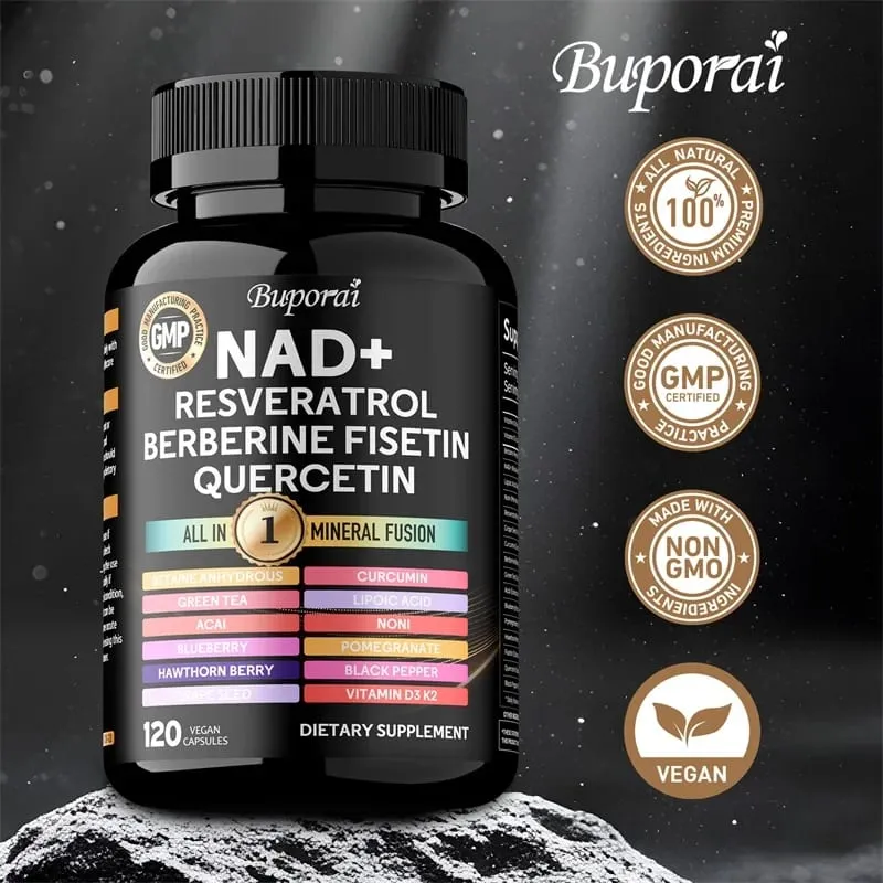 NAD Resveratrol Berberine - Supports Healthy Aging Promotes Cardiovascular Health & Cell Health Improve Endurance