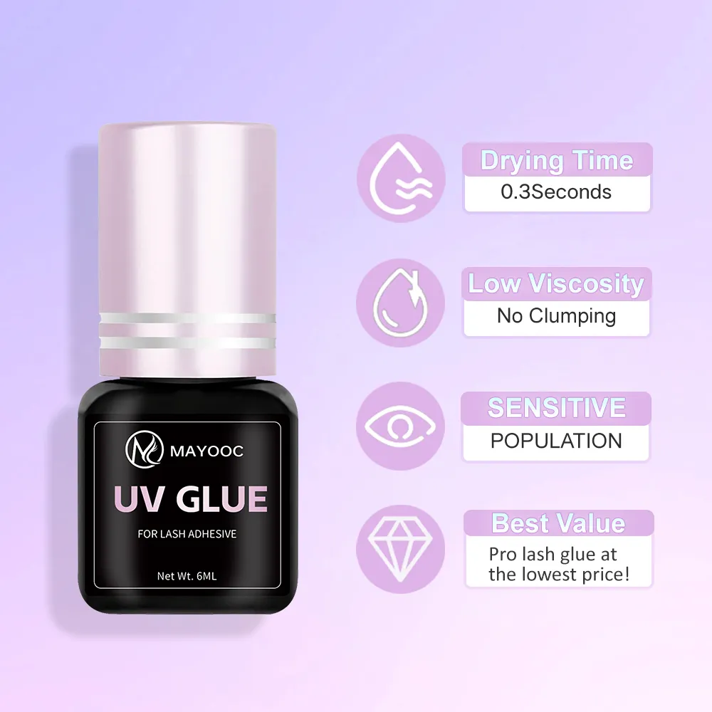 UV Eyelash Glue Adhesive Eyelash Extensions 0.1S Fast Drying Strong False Eye Lash Extension Glue Lasting Custom Logo — image 4