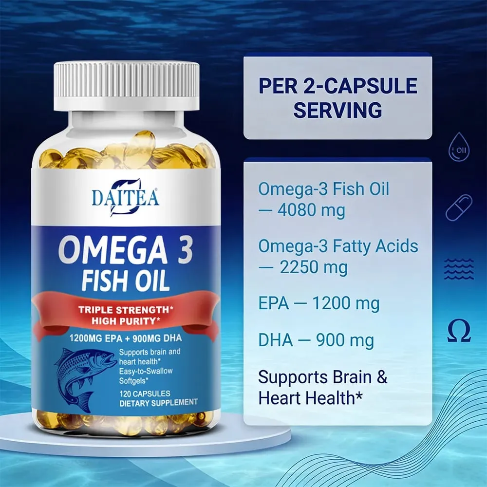 Omega 3 魚油 - 適用於神經系統、皮膚和頭髮健康 抗氧化劑 - 易於吞嚥