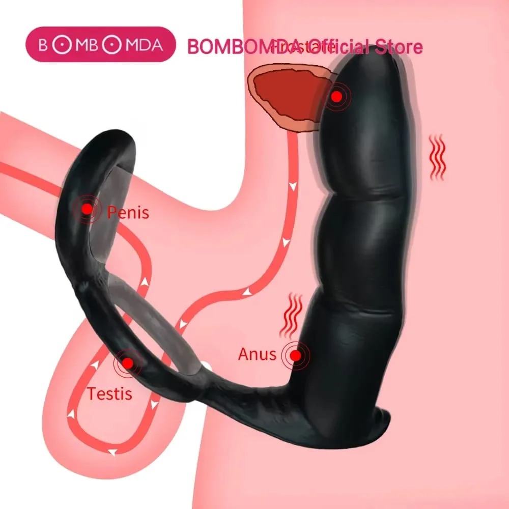Dildo Anal Vibrators Male Prostate Massager Delay Ejaculation Penis Ring Butt Plug With Bullet Sex Toys for Men Gay Masturbator — image 1