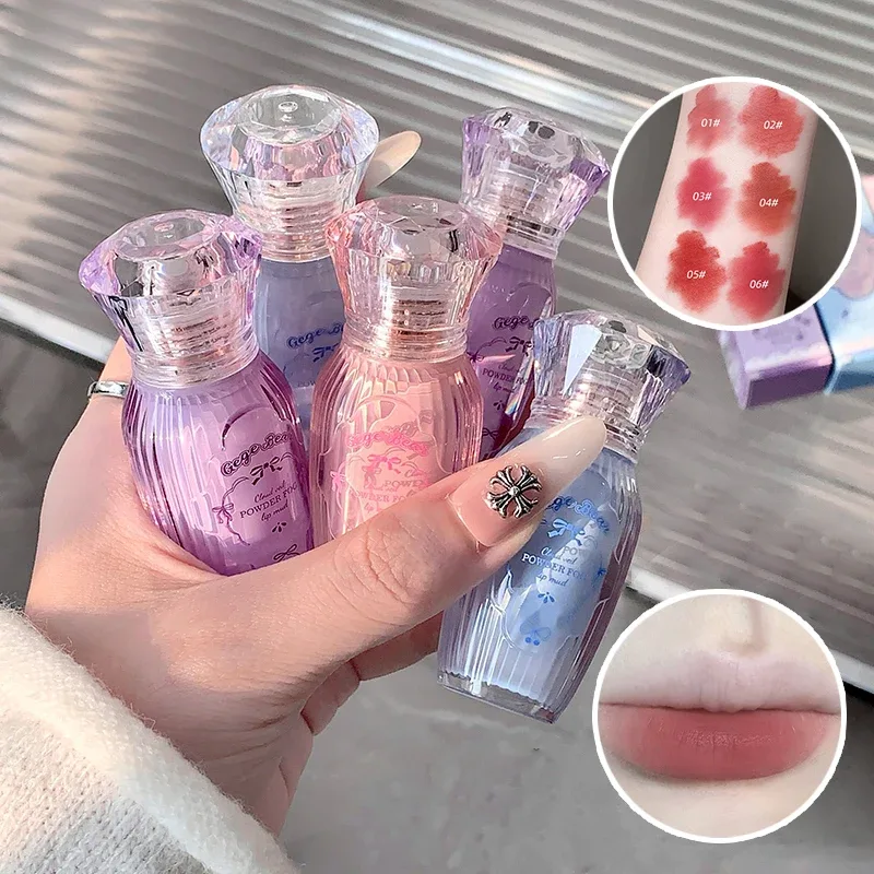 Gegebear powder lip mud matte lips low saturation white lipstick natural color no cup lasting makeup without fading