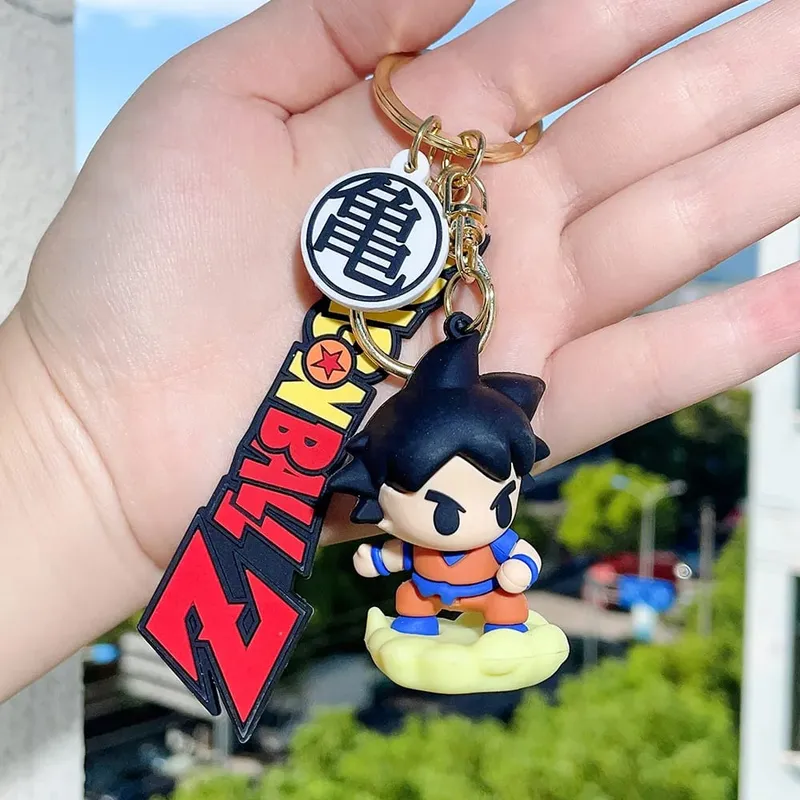 Anime Dragon Ball Keychain PVC Cartoon Cartoon Figure Trunks Son Goku Piccolo Buu Vegeta Figures Key Chain Keyring Bag Decor