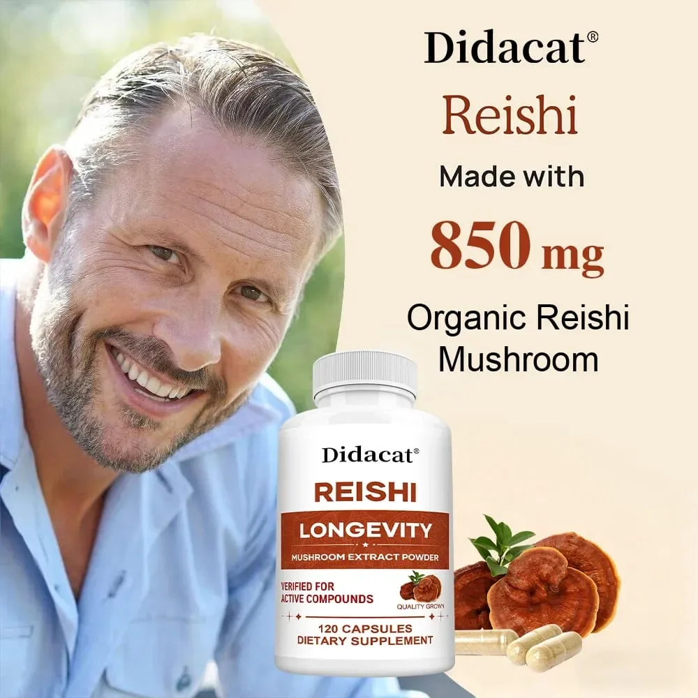 Reishi Extract Mushroom Supplements - Helps Boost The Immune System Supports Heart Health and Improved Sleep and Relaxation