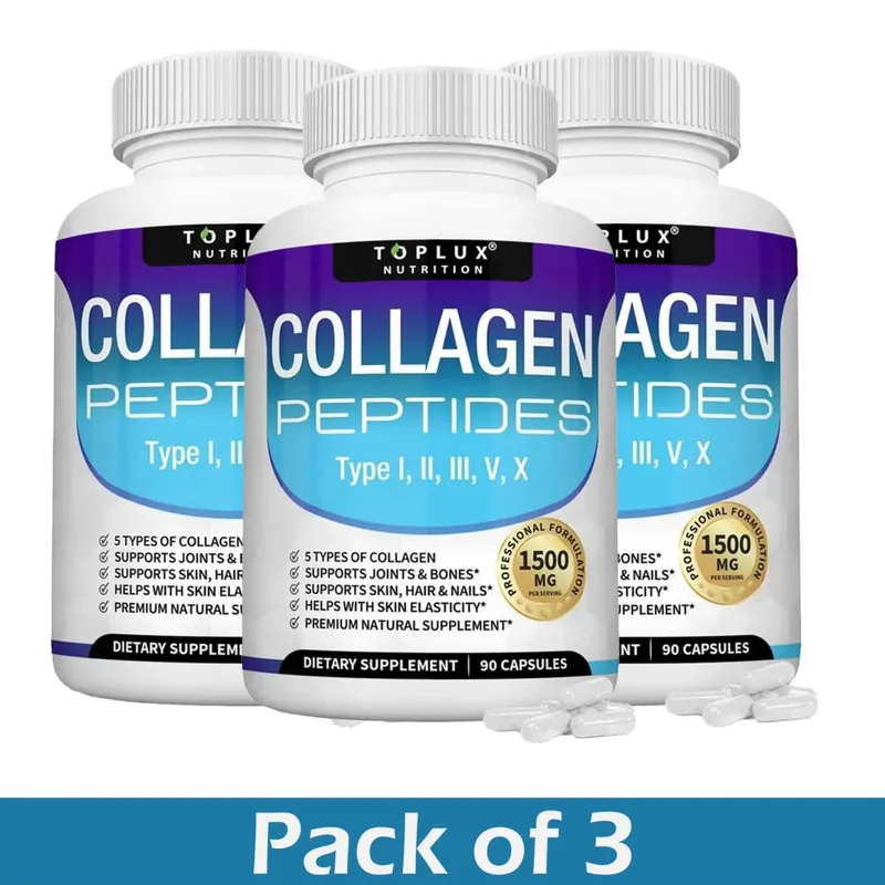 Cápsulas de múltiplos peptídeos de colágeno 1800 mg - pílulas de complexo de colágeno de proteína hidrolisada promovem articulações da pele e do cabelo para homens e mulheres
