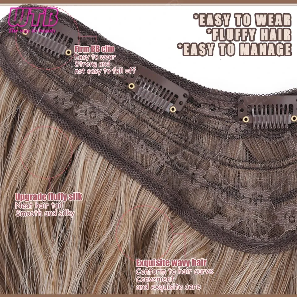 WTB Gradient Color Hair Extensions Synthetic Wig BB Clip Style Water Wave Pattern Suitable for Women's Daily Wear and Holidays — image 4