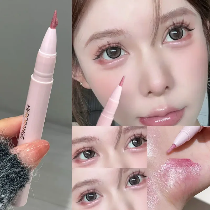 Peach Pink Lying Silkworms Eye Highlighter Liquid Pearly Glitter Shimmer Moisturizing Eyeshadow Brighten Eye Liner Korean Makeup