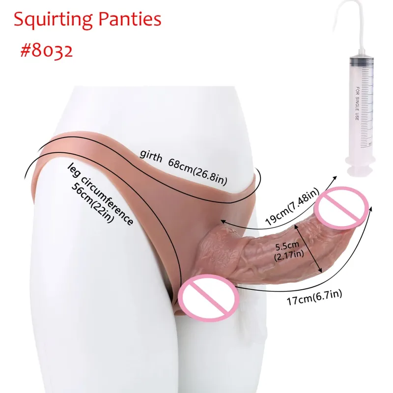 Black Nude Strapon Big Realistic Ejaculation Dildo Silicone Squirting Panties With Simulated Solid Penis Sex Toy For Women — image 21