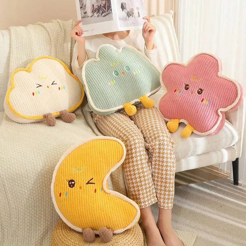 Cute Home Decoration Cartoon Plush Pillow Natural Series Plushies Pillow Cushions Moon Star Cloud Grass Soft Toy Kawii Gift