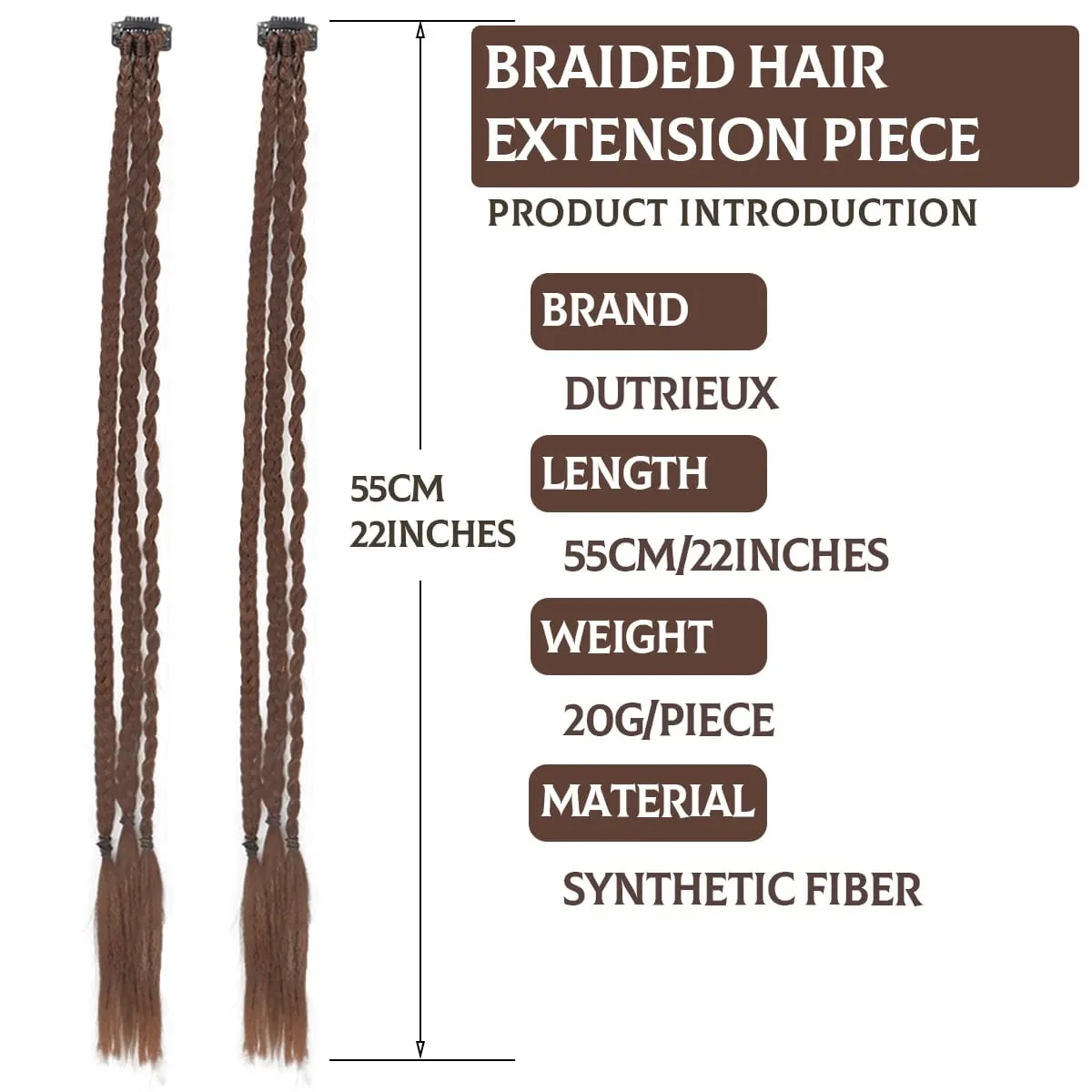 Braid Hair Extensions Clip in Hair Extensions One Clip Long Natural Soft Synthetic Hairpieces for Women Highlights